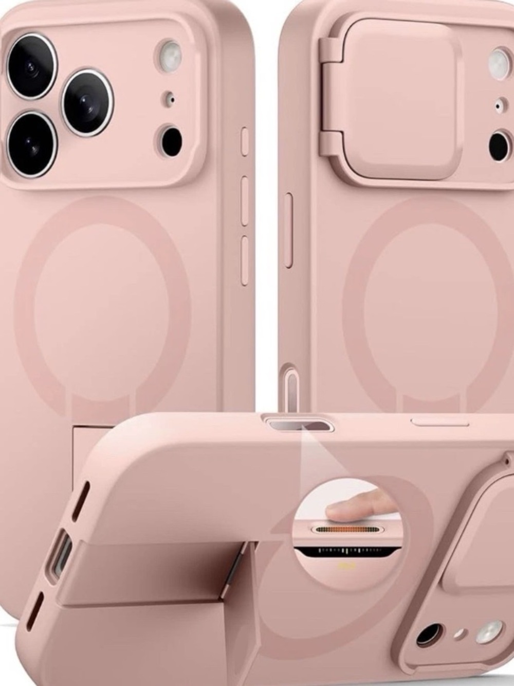 Suritch iPhone 17 Pro Case Pink MagSafe Kickstand Camera Flip Cover 6.3 inch